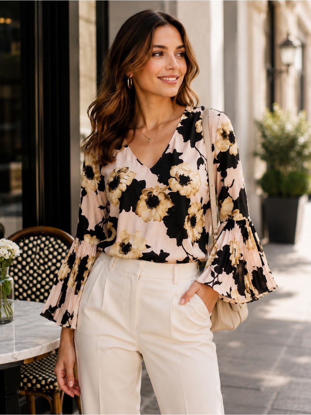 Banana Republic Petite Floral Blouse – Size M